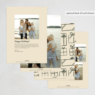 This is a eggnog non photo holiday cards with standard by Claire called presents printing on signature in standard