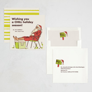 This is a lime non photo holiday cards with standard by Megan Davis called chill printing on signature in standard