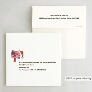 This is a cream non photo holiday cards with standard by Megan Davis called chill printing on signature in standard