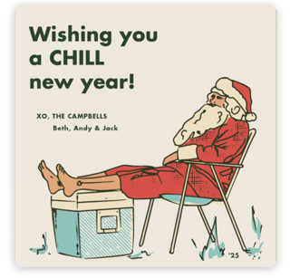 This is a seafoam non photo holiday cards with standard by Megan Davis called chill printing on signature in standard