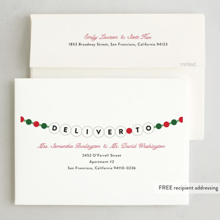This is a eggnog non photo holiday cards with standard by Pixel and Hank called merry era printing on signature in standard