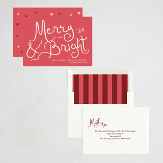 This is a peppermint non photo holiday cards with standard by Megan Davis called winter bright printing on signature in standard
