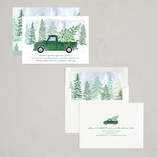 This is a evergreen non photo holiday cards with standard by Paper Sun Studio called dashing through the snow printing on signature in standard