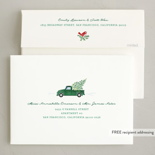 This is a evergreen non photo holiday cards with standard by Paper Sun Studio called dashing through the snow printing on signature in standard