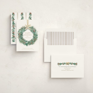 This is a snowflake non photo holiday cards with standard by frau brandt called natural wreath printing on signature in standard