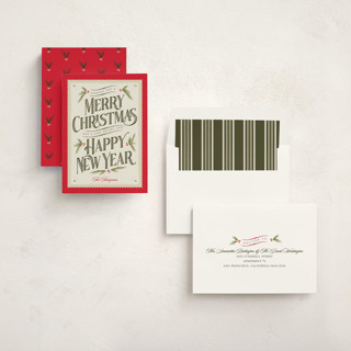 This is a berry non photo holiday cards with standard by Robert and Stella called vintage postcard printing on signature in standard
