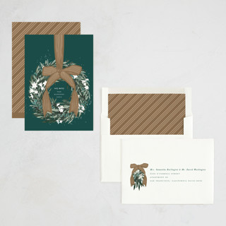 This is a forest non photo holiday cards with standard by Leah Bisch called big bow printing on signature in standard