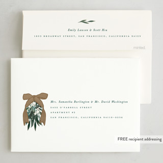 This is a forest non photo holiday cards with standard by Leah Bisch called big bow printing on signature in standard