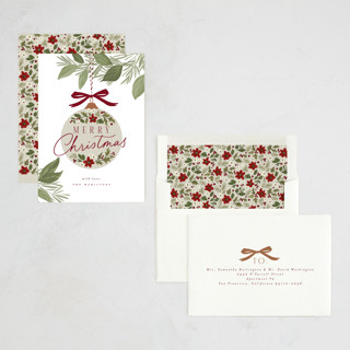 This is a snow non photo holiday cards with standard by Everett Paper Goods called ornament branch printing on signature in standard