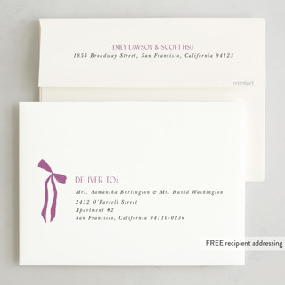 This is a plum non photo holiday cards with standard by Maja Cunningham called christmas tree printing on signature in standard