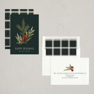 This is a juniper non photo holiday cards with standard by Kate Ahn called simple sprig printing on signature in standard