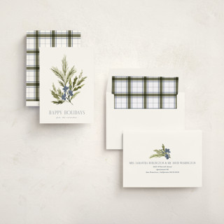 This is a frost non photo holiday cards with standard by Kate Ahn called simple sprig printing on signature in standard