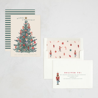 This is a fir non photo holiday cards with standard by Teju Reval called nutcracker tree printing on signature in standard