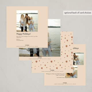 This is a champagne non photo holiday cards with standard by Cass Loh called peace dove pine wreath printing on signature in standard
