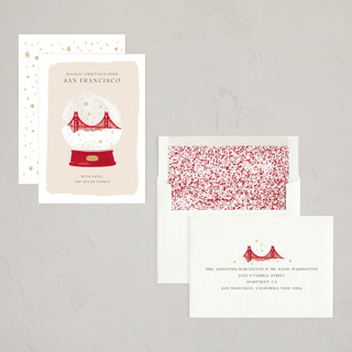 This is a eggnog non photo holiday cards with standard by Laura Bercovich called golden gate globe printing on signature in standard