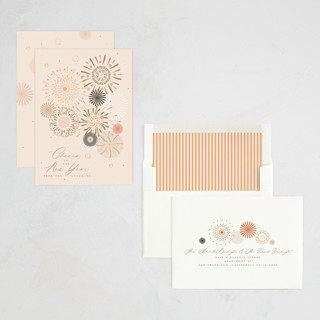 This is a autumn sky non photo holiday cards with standard by Kamala Nahas called fancy fireworks printing on signature in standard