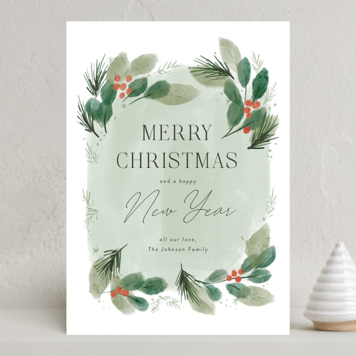 leafy Christmas botanicals Holiday Cards by Rebecca Durflinger Minted