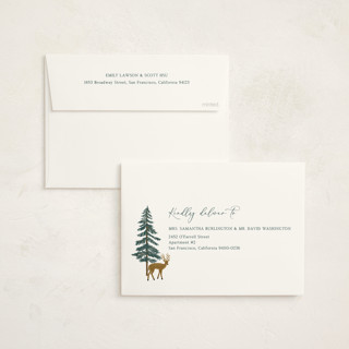 This is a midnight non photo holiday cards with standard by Elly called woodland peace printing on signature in standard