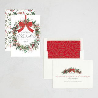 This is a snow non photo holiday cards with standard by Susan Moyal called festive holiday printing on signature in standard