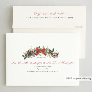 This is a snow non photo holiday cards with standard by Susan Moyal called festive holiday printing on signature in standard
