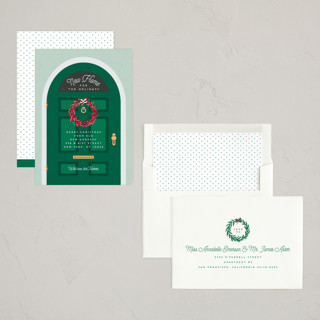 This is a noble fir non photo holiday cards with standard by Erica Krystek called holiday move printing on signature in standard
