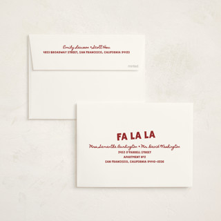 This is a raspberry non photo holiday cards with standard by Jennifer Lew called holiday cheer printing on signature in standard