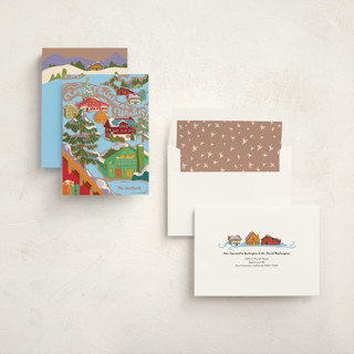 This is a glacier non photo holiday cards with standard by Jess Franks called cozy winter village printing on signature in standard