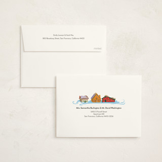 This is a glacier non photo holiday cards with standard by Jess Franks called cozy winter village printing on signature in standard