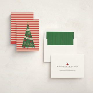 This is a peppermint non photo holiday cards with standard by Heather Schertzer called pencil tree printing on signature in standard