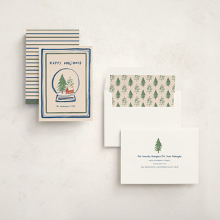 This is a wintermint non photo holiday cards with standard by Teju Reval called snow globe printing on signature in standard