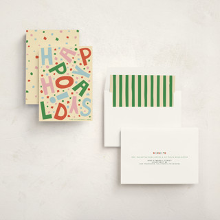 This is a cozy confetti non photo holiday cards with standard by Alisa Galitsyna called confetti type party printing on signature in standard