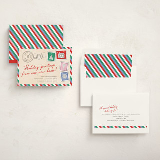 This is a ornament non photo holiday cards with standard by Pixel and Hank called new holiday home printing on signature in standard