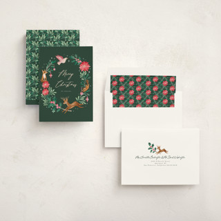 This is a forest non photo holiday cards with standard by Vivian Yiwing called woodland wreath printing on signature in standard