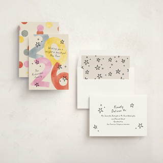 This is a party non photo holiday cards with standard by Pixel and Hank called new year stars printing on signature in standard