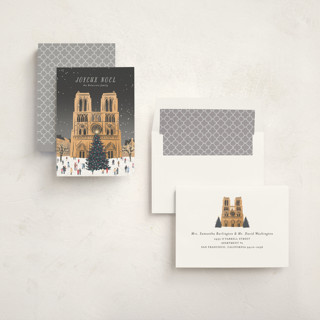 This is a slate non photo holiday cards with standard by Jamie Alexander called notre dame printing on signature in standard