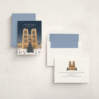 This is a midnight non photo holiday cards with standard by Jamie Alexander called notre dame printing on signature in standard