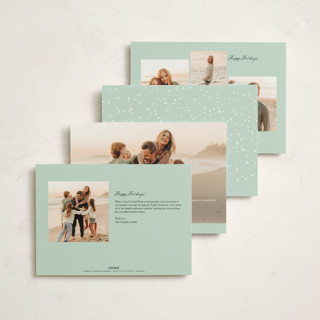 This is a frosted mint non photo holiday cards with standard by Cass Loh called the jolly storefront printing on signature in standard