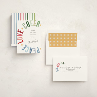 This is a snow non photo holiday cards with standard by Pixel and Hank called holiday three printing on signature in standard