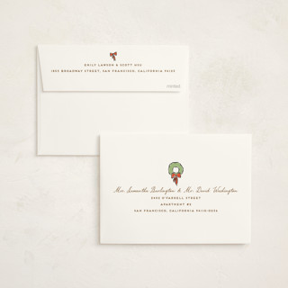 This is a almond non photo holiday cards with standard by chocomocacino called glögi printing on signature in standard