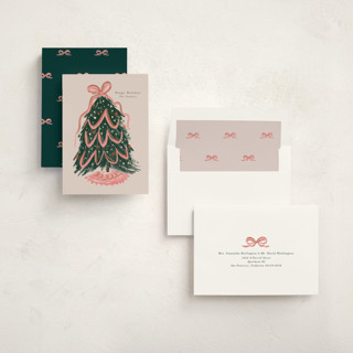 This is a winter rose non photo holiday cards with standard by Lori Wemple called merry christmas tree printing on signature in standard