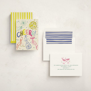 This is a champagne non photo holiday cards with standard by Jenna Holcomb called nye printing on signature in standard