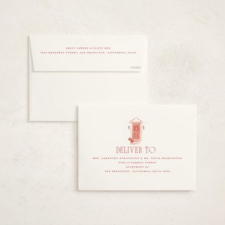 This is a peppermint non photo holiday cards with standard by Rebecca Durflinger called holiday home toile printing on signature in standard