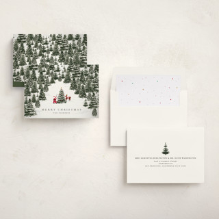 This is a coal non photo holiday cards with standard by Jennifer Lew called christmas forest printing on signature in standard