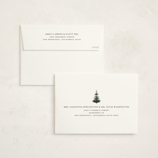 This is a coal non photo holiday cards with standard by Jennifer Lew called christmas forest printing on signature in standard