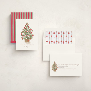 This is a santa suit non photo holiday cards with standard by Creo Study called preppy tree printing on signature in standard