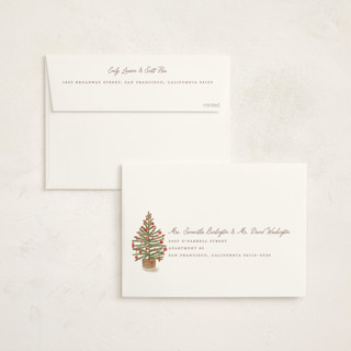 This is a santa suit non photo holiday cards with standard by Creo Study called preppy tree printing on signature in standard