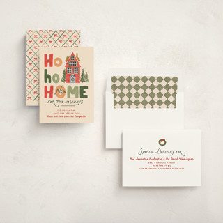 This is a eggnog non photo holiday cards with standard by Creo Study called ho ho home printing on signature in standard