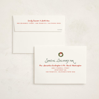 This is a eggnog non photo holiday cards with standard by Creo Study called ho ho home printing on signature in standard