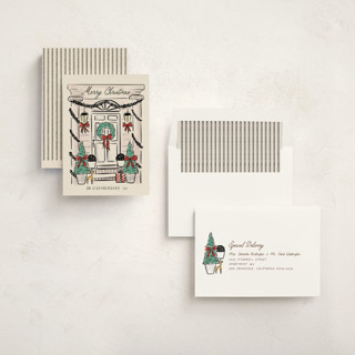 This is a champagne non photo holiday cards with standard by chocomocacino called panettone printing on signature in standard