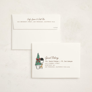 This is a champagne non photo holiday cards with standard by chocomocacino called panettone printing on signature in standard